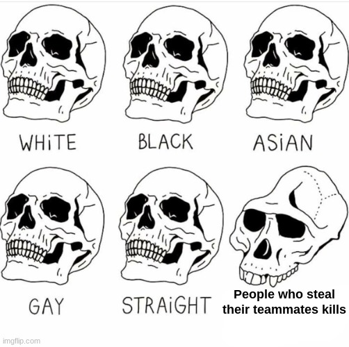 I can't stand anyone who does this. | People who steal their teammates kills | image tagged in skull comparison | made w/ Imgflip meme maker