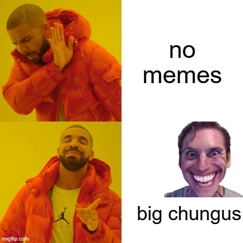 BIg chungus | no memes; big chungus | image tagged in memes,drake hotline bling | made w/ Imgflip meme maker