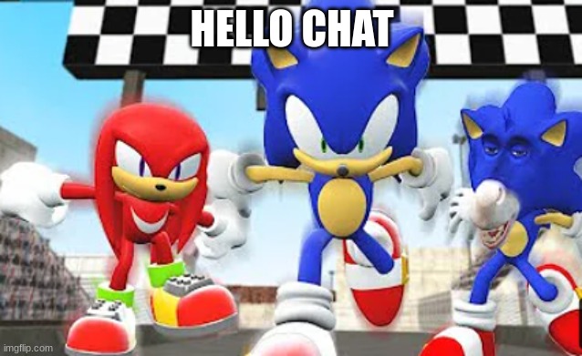 Knuckles, Sonic and Sonkey | HELLO CHAT | image tagged in knuckles sonic and sonkey | made w/ Imgflip meme maker