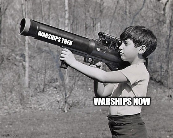 They are literal eggs with hammers | WARSHIPS THEN; WARSHIPS NOW | image tagged in big gun | made w/ Imgflip meme maker