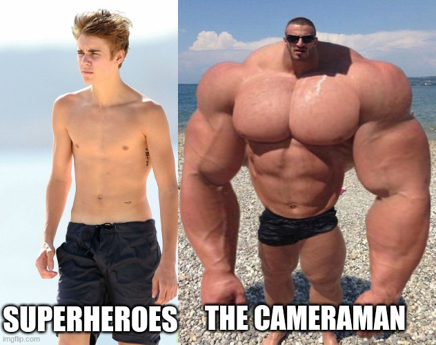 Giga Chad | SUPERHEROES; THE CAMERAMAN | image tagged in the real chad | made w/ Imgflip meme maker