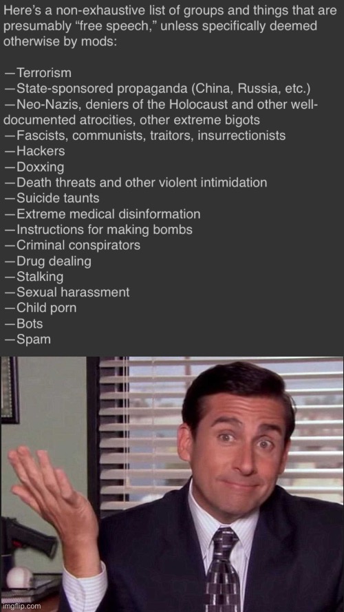 image tagged in hate speech list of nasties,michael scott | made w/ Imgflip meme maker