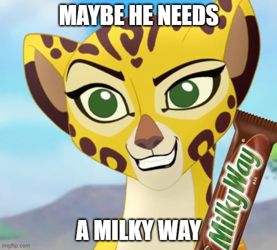 Fuli | MAYBE HE NEEDS A MILKY WAY | image tagged in fuli approves | made w/ Imgflip meme maker