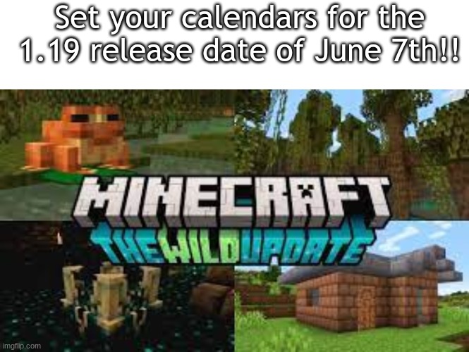 POG | Set your calendars for the 1.19 release date of June 7th!! | image tagged in memes,blank transparent square,pog | made w/ Imgflip meme maker