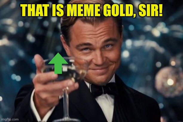 Leonardo Dicaprio Cheers Meme | THAT IS MEME GOLD, SIR! | image tagged in memes,leonardo dicaprio cheers | made w/ Imgflip meme maker