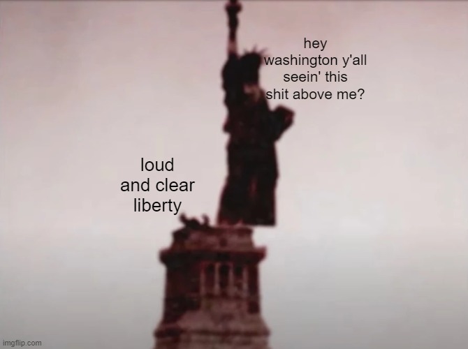 hey washington y'all seein' this shit above me? loud and clear liberty | made w/ Imgflip meme maker