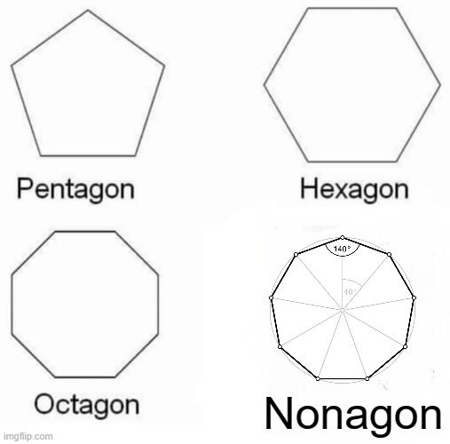 True | Nonagon | image tagged in memes,pentagon hexagon octagon,president_joe_biden | made w/ Imgflip meme maker