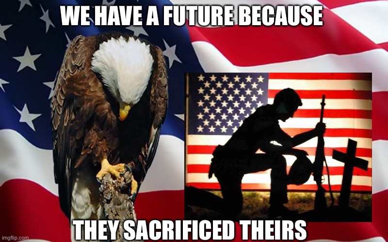 No matter what side of the aisle you are on, let us honor the fallen this Memorial Day. | WE HAVE A FUTURE BECAUSE; THEY SACRIFICED THEIRS | image tagged in last memorial day,memorial day,fallen soldiers,heroes,thats what heroes do | made w/ Imgflip meme maker