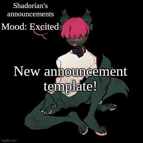 Art by me btw(using picrew) Fuury template | Shadorian's announcements; Mood: Excited; New announcement template! | image tagged in furry | made w/ Imgflip meme maker