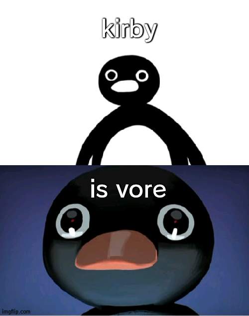 oh no. | kirby; is vore | image tagged in telepurte noot noot | made w/ Imgflip meme maker
