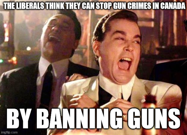 Goodfellas  | THE LIBERALS THINK THEY CAN STOP GUN CRIMES IN CANADA; BY BANNING GUNS | image tagged in guns,crimes johnson,canada,justin,trudeau,gun control | made w/ Imgflip meme maker