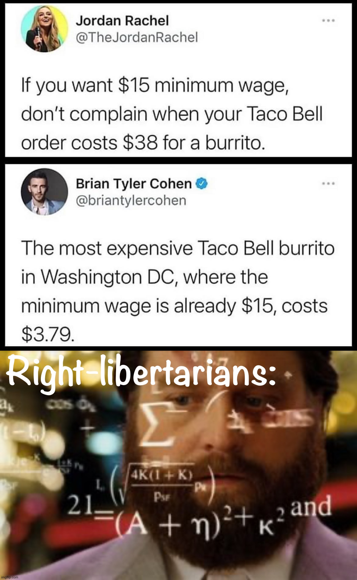 “Opposing living-wage adjustments is easy when I make numbers up!” | Right-libertarians: | image tagged in conservative minimum wage hypocrisy,minimum wage,right libertarians,economics,libertarians,things that make you go hmmm | made w/ Imgflip meme maker