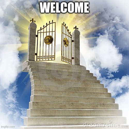 Heaven gates  | WELCOME | image tagged in heaven gates | made w/ Imgflip meme maker
