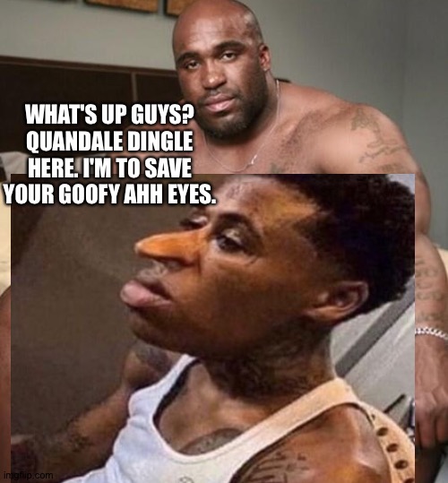 Don't try finding the original image... | WHAT'S UP GUYS? QUANDALE DINGLE HERE. I'M TO SAVE YOUR GOOFY AHH EYES. | made w/ Imgflip meme maker