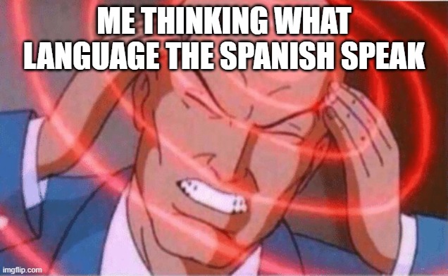 What language does Spanish ppl speak tho | ME THINKING WHAT LANGUAGE THE SPANISH SPEAK | image tagged in thinking bald guy | made w/ Imgflip meme maker