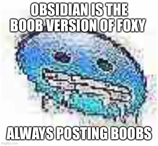 Ice cursed | OBSIDIAN IS THE BOOB VERSION OF FOXY; ALWAYS POSTING BOOBS | image tagged in ice cursed | made w/ Imgflip meme maker