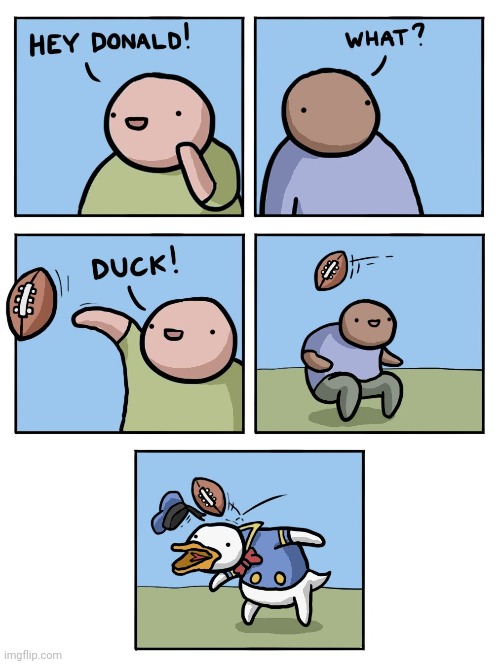 Football: Donald Duck | image tagged in comics/cartoons,comics,comic,donald duck,football,duck | made w/ Imgflip meme maker