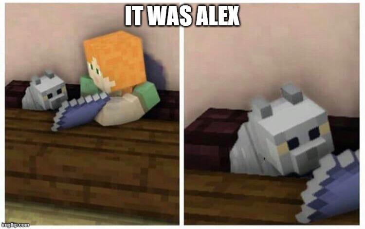Minecraft Cat and teacher Alex | IT WAS ALEX | image tagged in minecraft cat and teacher alex | made w/ Imgflip meme maker