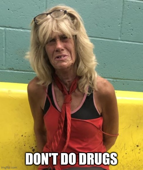 Old woman meth addict arrest mugshot | DON'T DO DRUGS | image tagged in old woman meth addict arrest mugshot | made w/ Imgflip meme maker