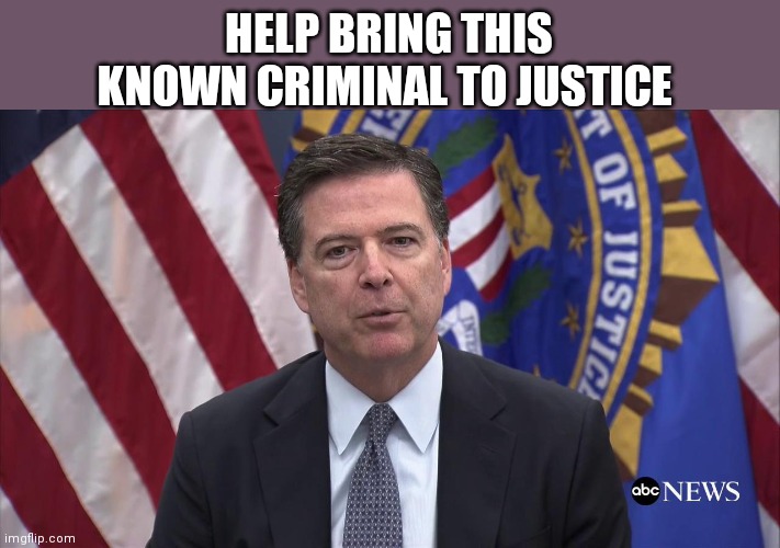 FBI Director James Comey | HELP BRING THIS KNOWN CRIMINAL TO JUSTICE | image tagged in fbi director james comey | made w/ Imgflip meme maker