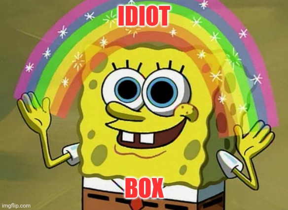 Imagination Spongebob Meme | IDIOT; BOX | image tagged in memes,imagination spongebob | made w/ Imgflip meme maker