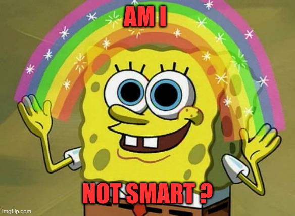 Imagination Spongebob | AM I; NOT SMART ? | image tagged in memes,imagination spongebob | made w/ Imgflip meme maker