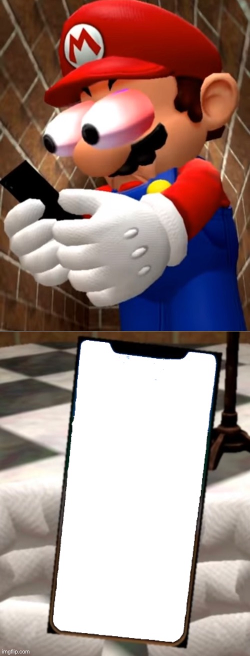 High Quality Mario looking at phone Blank Meme Template