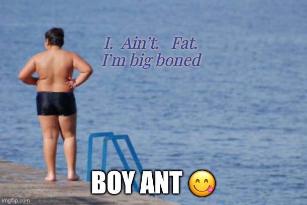 BOY ANT ? I.  Ain’t.   Fat.
I’m big boned | made w/ Imgflip meme maker