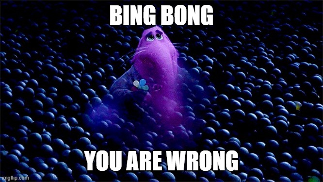 Bing Bong Inside Out | BING BONG YOU ARE WRONG | image tagged in bing bong inside out | made w/ Imgflip meme maker