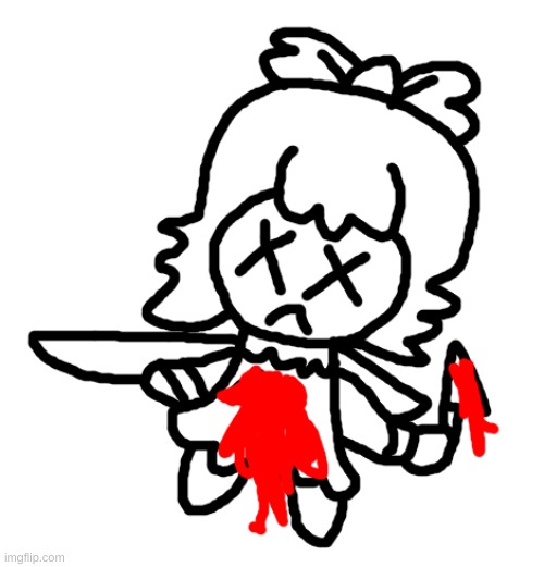 Ribbon commits suicide | image tagged in ribbon,kirby,gore,blood,funny,suicide | made w/ Imgflip meme maker