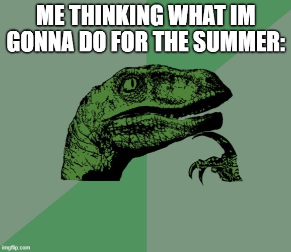 hmmm | ME THINKING WHAT IM GONNA DO FOR THE SUMMER: | image tagged in dino think dinossauro pensador,summer | made w/ Imgflip meme maker