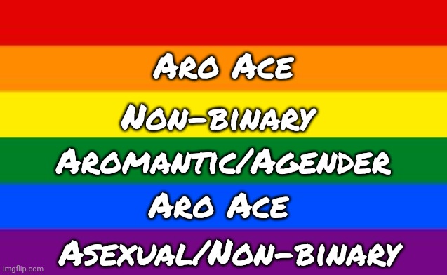 This is what it means to me. What does it mean to you? |  Aro Ace; Non-binary; Aromantic/Agender; Aro Ace; Asexual/Non-binary | image tagged in gay flag,rainbow,sgrm,pride,lgbt,diversity | made w/ Imgflip meme maker