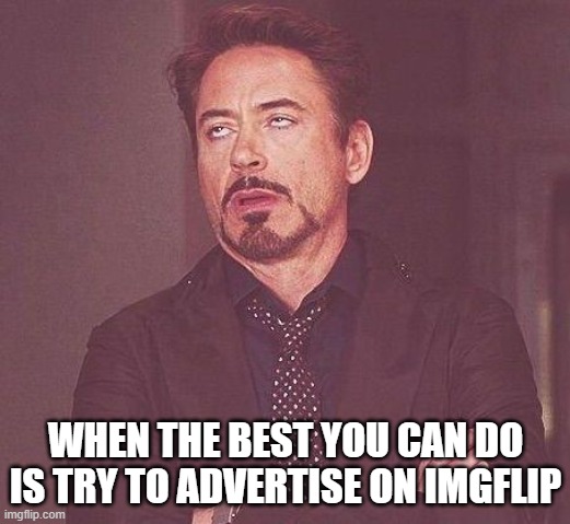 Tony Stark | WHEN THE BEST YOU CAN DO IS TRY TO ADVERTISE ON IMGFLIP | image tagged in tony stark | made w/ Imgflip meme maker