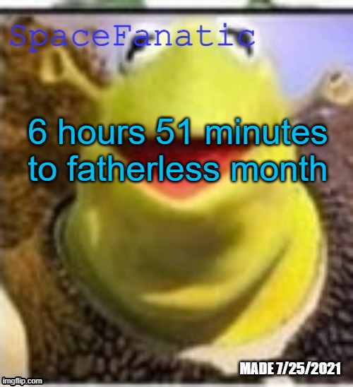 Ye Olde Announcements | 6 hours 51 minutes to fatherless month | image tagged in spacefanatic announcement temp | made w/ Imgflip meme maker