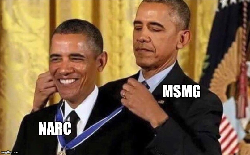 obama medal | MSMG NARC | image tagged in obama medal | made w/ Imgflip meme maker