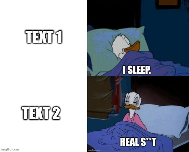 Remade the template. Now it has the white segment on the side | TEXT 1; TEXT 2 | image tagged in i sleep real shit | made w/ Imgflip meme maker