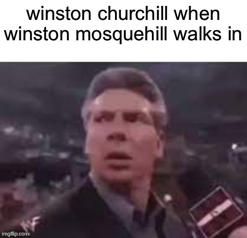idk if anyone else made this but it takes time to understand the meme | winston churchill when winston mosquehill walks in | image tagged in x when x walks in | made w/ Imgflip meme maker