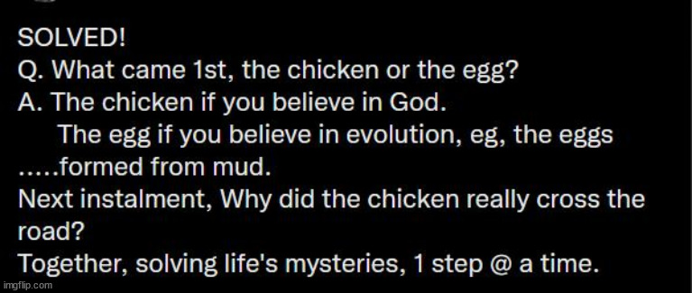 Solved | image tagged in unsolved mysteries,problem solved,why did the chicken cross the road,chicken nuggets,change my mind | made w/ Imgflip meme maker