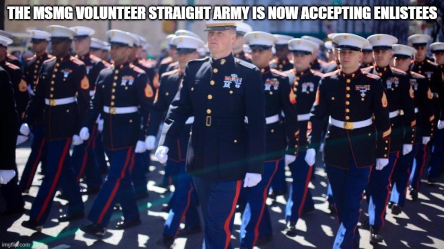 THE MSMG VOLUNTEER STRAIGHT ARMY IS NOW ACCEPTING ENLISTEES | made w/ Imgflip meme maker