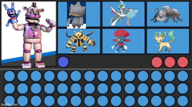 Funtime Freddy’s Pokemon Team #2 | image tagged in pokemon team,funtime freddy | made w/ Imgflip meme maker