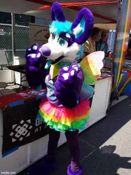 By LunaBelleFox | image tagged in furry,femboy,cute,adorable,fursuit,pride | made w/ Imgflip meme maker