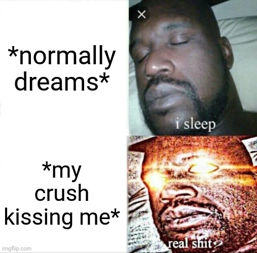 It Always Happens... | *normally dreams*; *my crush kissing me* | image tagged in memes,sleeping shaq,crush,dreams | made w/ Imgflip meme maker