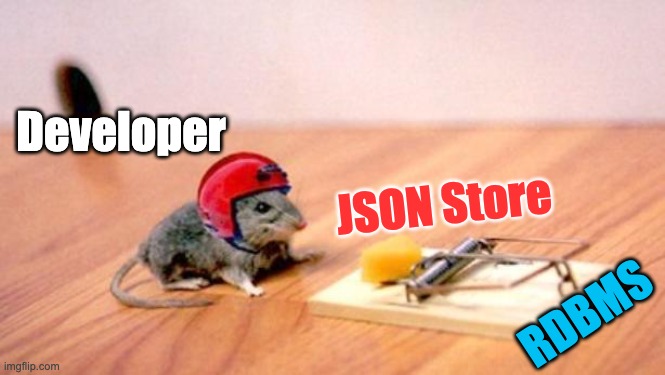 Mouse Trap | Developer; JSON Store; RDBMS | image tagged in mouse trap | made w/ Imgflip meme maker