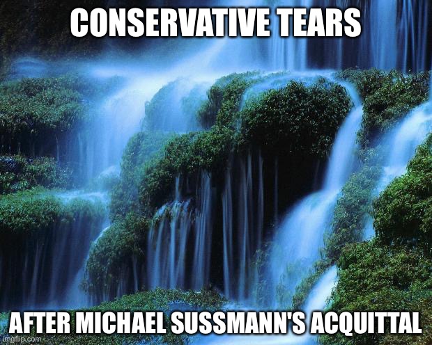 Waterfall | CONSERVATIVE TEARS; AFTER MICHAEL SUSSMANN'S ACQUITTAL | image tagged in waterfall | made w/ Imgflip meme maker