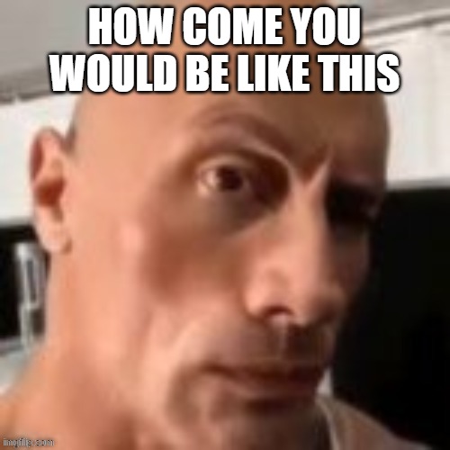 Rock raising eyebrow | HOW COME YOU WOULD BE LIKE THIS | image tagged in rock raising eyebrow | made w/ Imgflip meme maker
