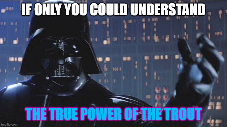 Power of the Dark Side | IF ONLY YOU COULD UNDERSTAND; THE TRUE POWER OF THE TROUT | image tagged in power of the dark side | made w/ Imgflip meme maker