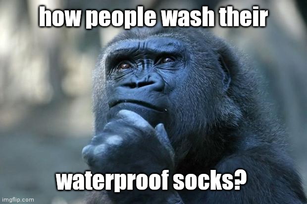 like how?? | how people wash their; waterproof socks? | image tagged in deep thoughts,memes | made w/ Imgflip meme maker