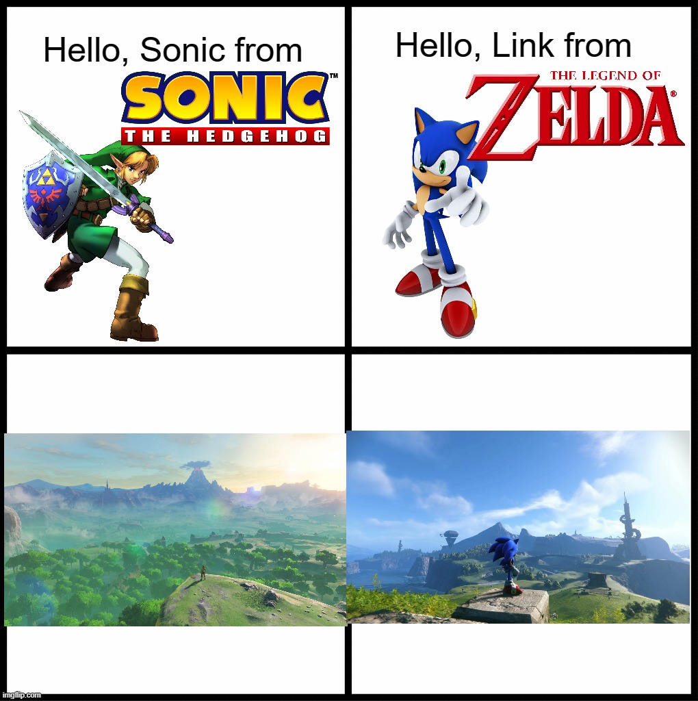 blank drake format | Hello, Link from; Hello, Sonic from | image tagged in blank drake format | made w/ Imgflip meme maker