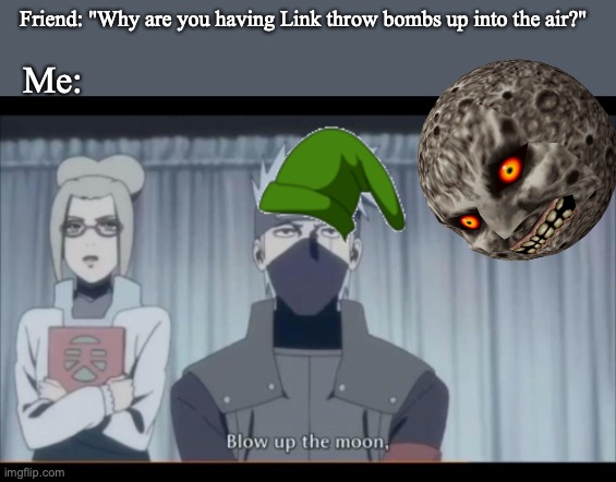 Friend: "Why are you having Link throw bombs up into the air?"; Me: | image tagged in the legend of zelda,video games,nintendo,nintendo 64 | made w/ Imgflip meme maker