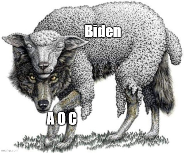 Biden sheep in wolf's clothing | Biden; A O C | made w/ Imgflip meme maker